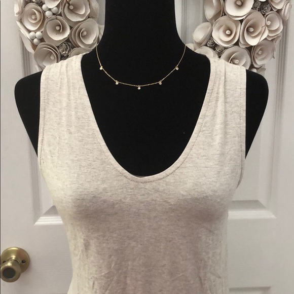 Oatmeal Midi vneck asymmetrical dress - Picture 2 of 5